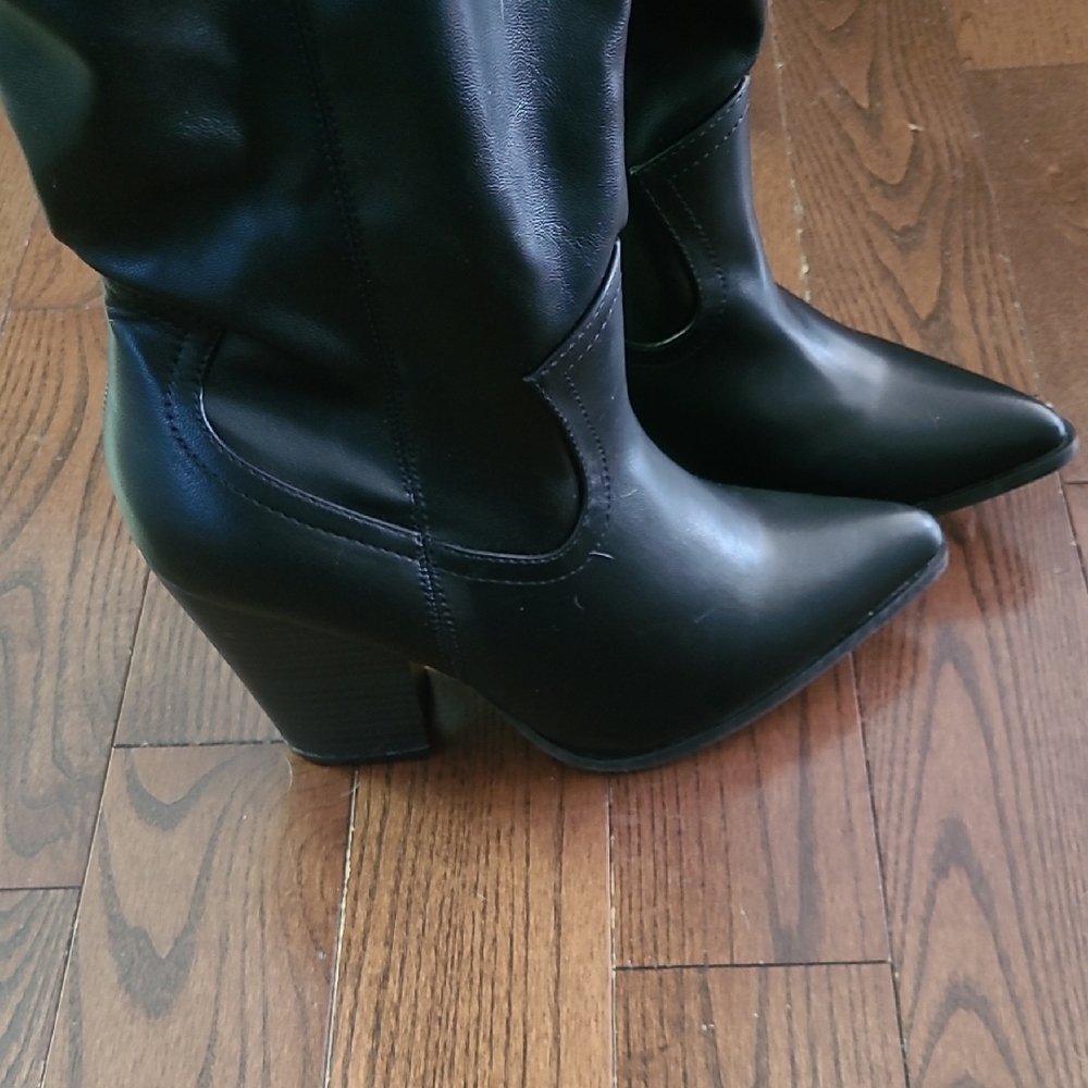 New Wild Diva Black Women's Cowboy Boots Size 9 - Picture 2 of 7